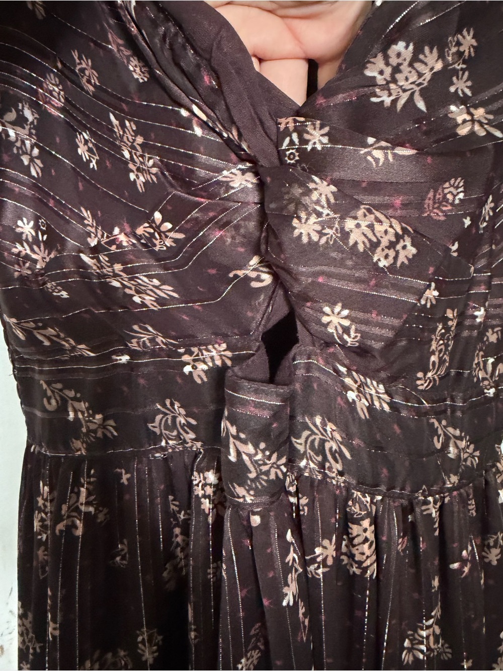 Angie Brown Floral Twist-Front Maxi Dress - Picture 8 of 9